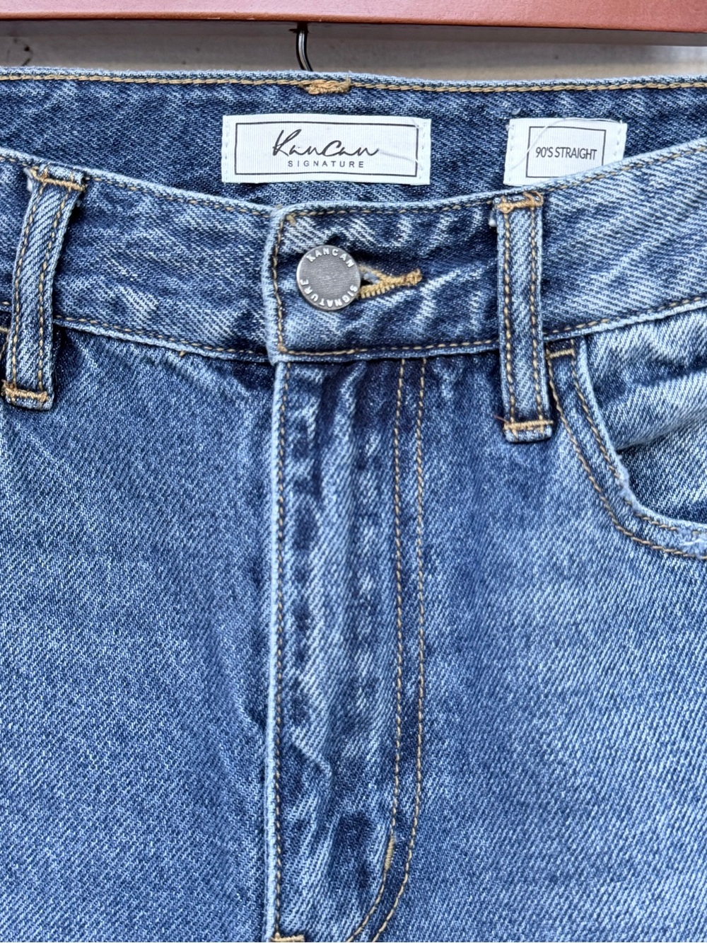 KanCan Signature 90's Straight Distressed High Rise Raw Hem Jeans Size 25 #6 - Picture 6 of 11